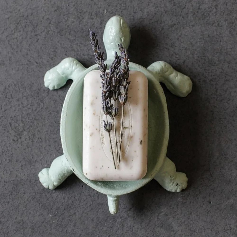 Cast Iron Turtle Soap Dish Set of 2 Bathroom Kitchen Accessory